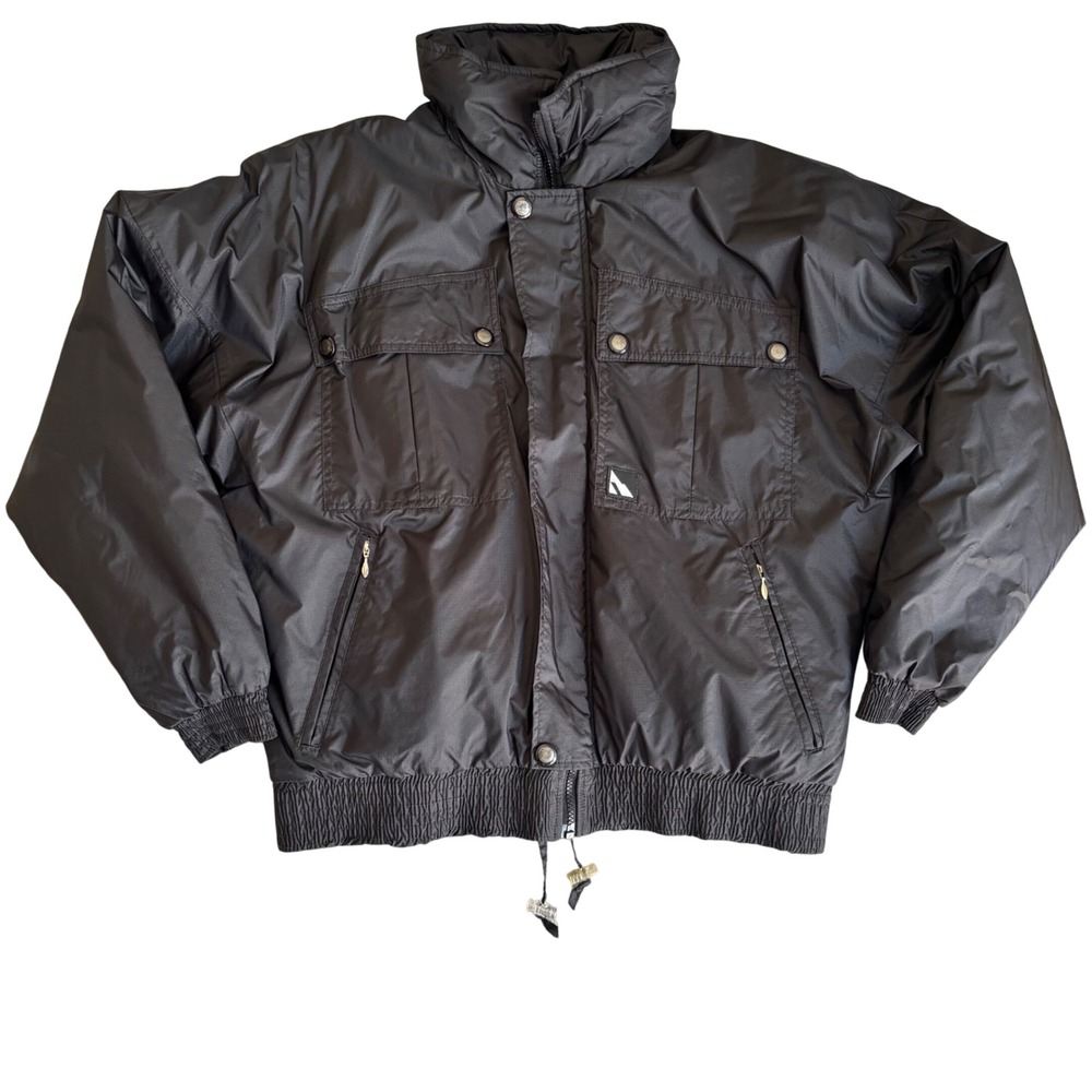 Vintage SERAC Weatherproof Ski Snowboard Jacket Black Puffer Padded Adult S